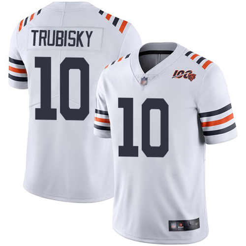 Youth Chicago Bears #10 Trubisky White 100th Anniversary Nike Vapor Untouchable Player NFL Jerseys->nba patch->Sports Accessory